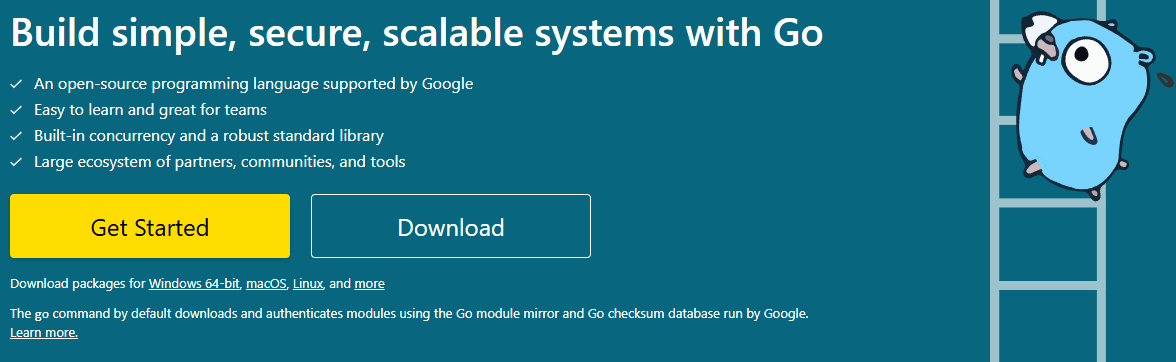 go.dev 메인페이지에 나와있는 대표 문구